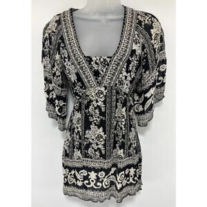 Angie Womens Boho Rayon Top S Floral Hippie Dress